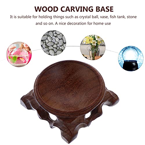 EXCEART Crystal Ball Display Stand Wooden round Pedestal for Home Decor - size: 8X3cm