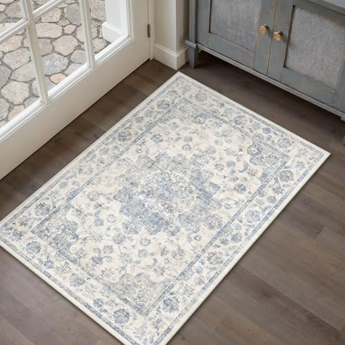 Washable Neutral Blue Kitchen Runner Rug Set of 3 - color: Neutral | Blue, size: 20"x32"+20"x48"+20"x59"