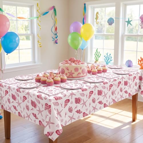 41pcs Coastal Beach Birthday Plates and Napkins,Tablecloth Set - color: Coastal Beach