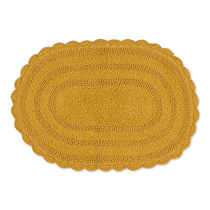 DII Crochet Collection Reversible Bath Mat, Small Oval, 17x24, Honey Gold - color: Honey Gold, size: 1'5" x 2' (Oval)