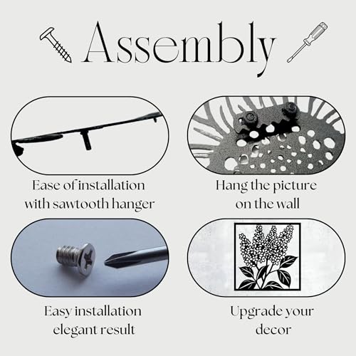 Metal Wall Decor | 17'' x 17'' x 0.05'' Lilac Art Themed Wall Decorations | Handmade Indoor and Outdoor Wall Art (17'' x 17'', Lilac, Black) - size: 17'' x 17'', style: Lilac