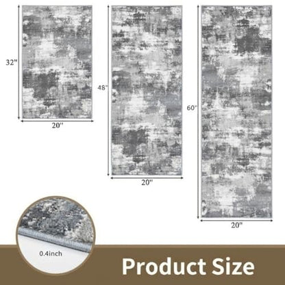 Kitchen Rugs Sets of 3 Non Slip Washable Mats for Floor, Gray - color: Grey