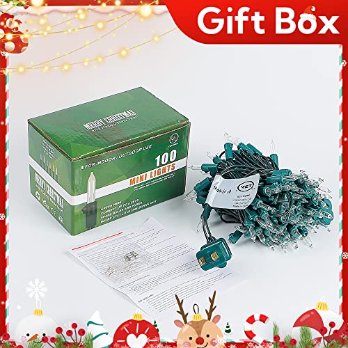 Warm White Christmas Mini Lights, 23FT 100 Count with Green Wire - color: Warm White,Green Wire
