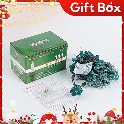 Warm White Christmas Mini Lights, 23FT 100 Count with Green Wire - color: Warm White,Green Wire