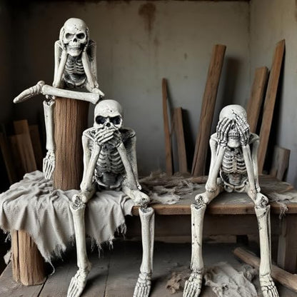 Halloween See Hear Speak No Evil Skeletons Statues,3PCS/7.5 INCH - color: No-evil