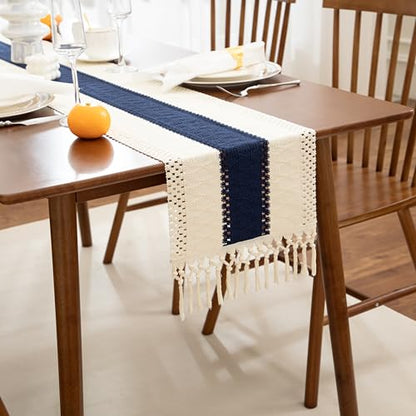 Boho Blue Table Runner, 12x36 Inches - color: Blue, size: 12" x 36"