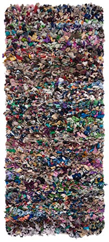 SAFAVIEH Rio Shag Collection Runner Rug - 2'3" x 6', Grey & Multi, Handmade Decorative, 3.5-inch Thick Ideal for High Traffic Areas in Living Room, Bedroom (SG951H)