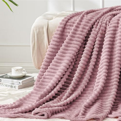 BEDELITE 3D Ribbed Berry Purple Fleece Twin Blanket for Couch, 60x80 Inch - color: Berry Purple, size: Twin(60"x80")