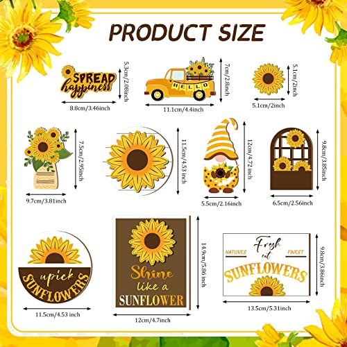 12 Pcs Sunflower Tiered Tray Decor Set Summer Rustic - style: Sunflower