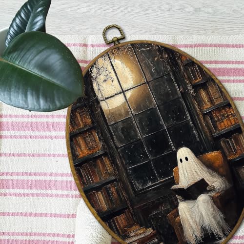 Mcehtle Halloween Ghost Reading Book Wall Art Decor Framed 8.6x11.4 - color: Colour 23