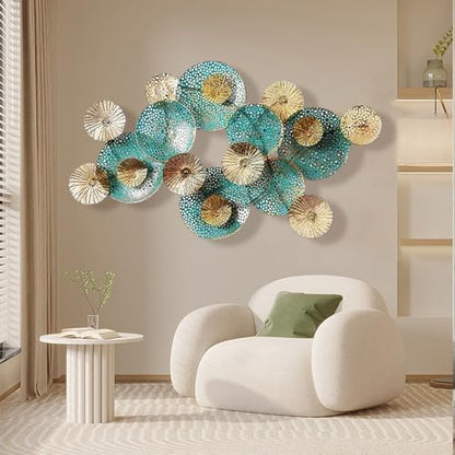edaknez Large Metal Wall Art Decor, 47x27 Metal Lotus Leaf Wall Sculpture - color: B 47 inch x 27 inch