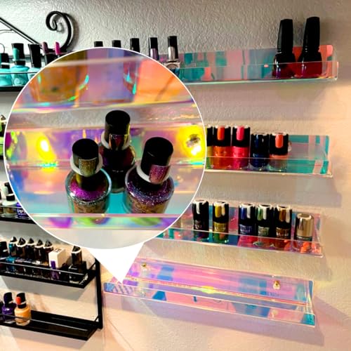 4 Pack 15 Inch Iridescent Acrylic Floating Wall Shelves, Rainbow Shelves - color: 15in-iridescent