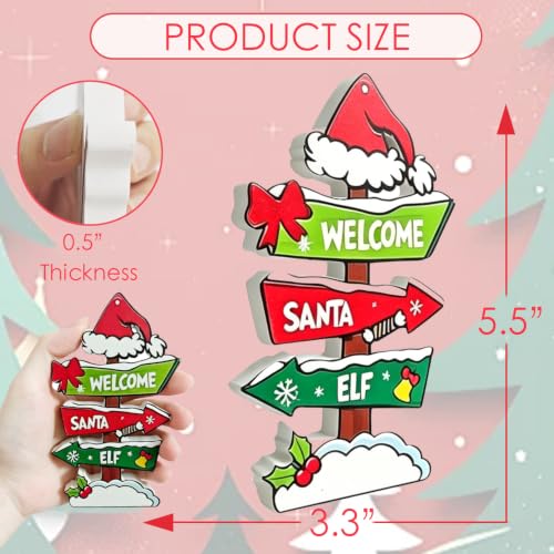 4 PCS Christmas Tables Centerpieces Decorations for Home Wooden, Christmas Tiered Tray Decorations Set for Kitchen Office Home Indoor Mantel Decorations