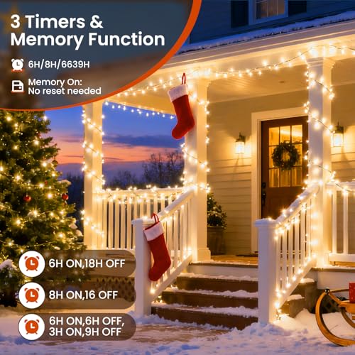 400 LED Cluster Lights Christmas 40FT Fairy Lights Plug in with Remote - color: Warm White, size: 400 LED