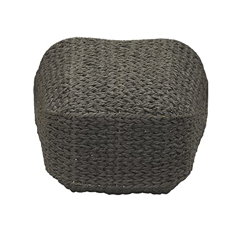 Household Essentials Handwoven Paper Rope Storage Basket with Metal Frame and Handles, Gray - color: Grey Paper Rope