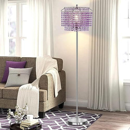 Crystal Floor Lamp Purple, 64" Tall Standing Lamps Elegant Floor Lamp - color: Purple