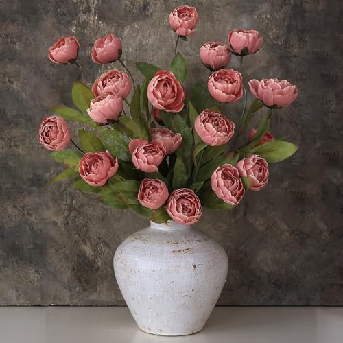 6 Pcs 27" Faux Silk Peony Artificial Flowers Stems for Vase (Dusty Pink) - color: Dusty Pink