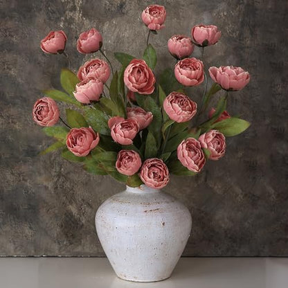 6 Pcs 27" Faux Silk Peony Artificial Flowers Stems for Vase (Dusty Pink) - color: Dusty Pink