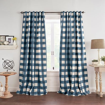 Grainger Rod Pocket Back Tab Window Curtain Panel, Indigo - 52" W x 63" L - color: Indigo, size: 52"W x 63"L (Pack of 1)