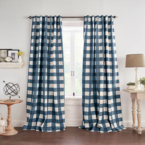 Grainger Rod Pocket Back Tab Window Curtain Panel, Indigo - 52" W x 63" L - color: Indigo, size: 52"W x 63"L (Pack of 1)
