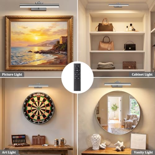 Picture Light for Wall, 4000mAh, 13.8 Inch, 2 Pack Grey - color: Gray