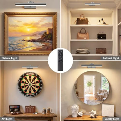 Picture Light for Wall, 4000mAh, 13.8 Inch, 2 Pack Grey - color: Gray