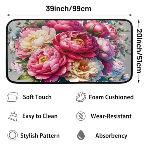 Flower Red Kitchen Rug Non-Slip Indoor Carpet Absorbent Welcome Mat - color: A:a-6