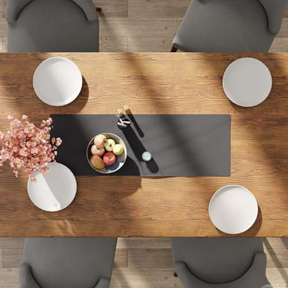 Encasa XO Table Runner, Cotton Canvas Dining Runner 13"x36" - color: Grey, size: 13x36 in