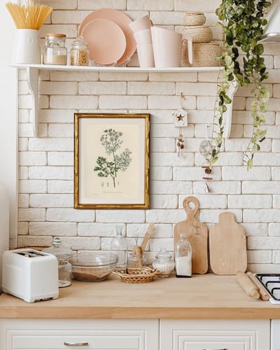 InSimSea Gold Bamboo Framed Wall Art, Plants Fern Botanical Prints, 11x14In - color: Coriander