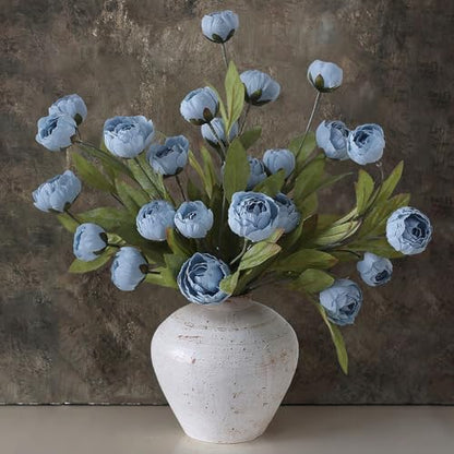 6 Pcs 27" Faux Silk Peony Artificial Flowers Stems for Vase (Dusty Blue) - color: Dusty Blue