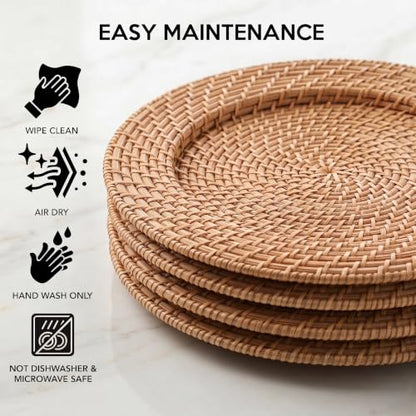 ChargeIt by Jay Rattan Charger Plates Hand Woven Round Harvest, 13" - 4 Set - color: Harvest, size: 4 Pack