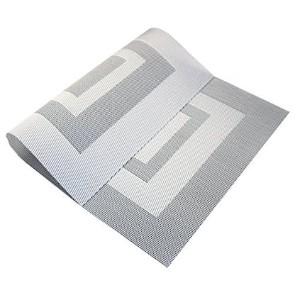 PIGCHCY Placemats - Heat Resistant, Washable Woven Table Mats - Durable Vinyl - Set of 4 (Silver Black) - color: Box: Silver Black, size: 4 Placemats