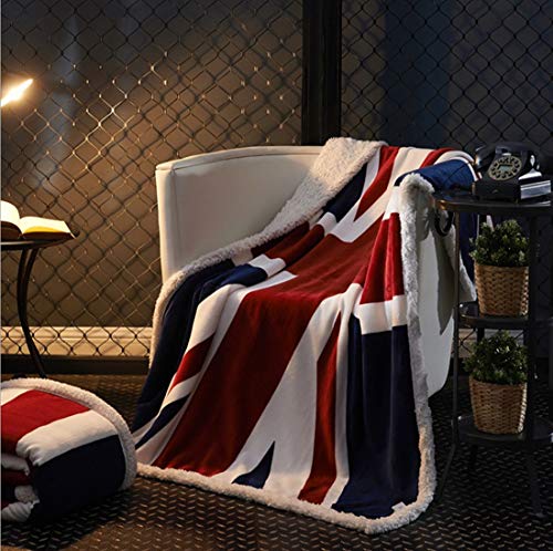 UKELER Flannel Sherpa Throw 60'' x 50'' Union Jack Fleece Blanket Soft Comfy Flannel Blanket Throws for Bed/Couch/Sofa/Office/Camping - color: B-union Jack, size: 50''x60''