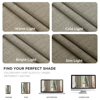 Joydeco 100% Blackout Curtains for Bedroom - Natural Linen Curtains, Thermal Insulated Linen Light Blocking Drapes, Rod Pocket & Back Tabs (Linen, 52" W x 90" L (Pack of 2)) - color: Linen, size: 52"W x 90"L (Pack of 1)