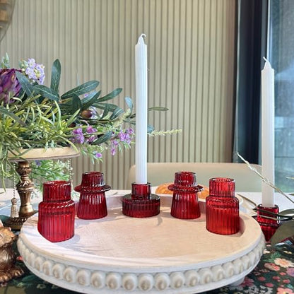 Glass Candlestick Holders, Taper Candle Holders, Set of 6, Red - color: Red, size: 6 PCS