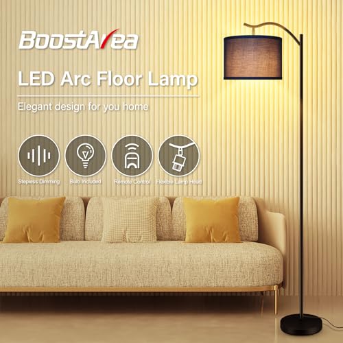 BoostArea Floor Lamp for Living Room,Arc Floor Lamp with Remote Control,Stepless Dimmable Brightness & Colors Temperature 2700k-6500k,Modern Standing Lamp for Bedroom Study Room Office,Blue - color: Blue