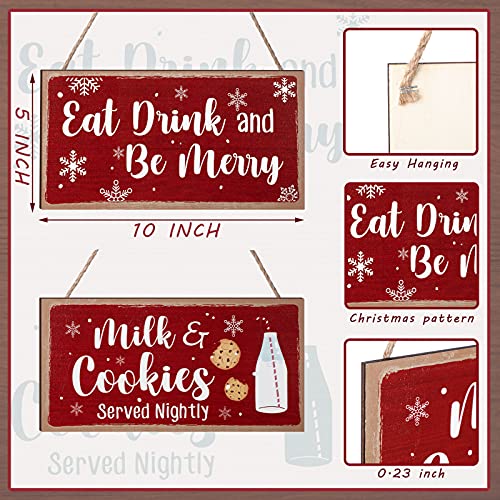 Blulu 2 Pcs Christmas Wooden Signs, Farmhouse Kitchen and Coffee Bar Decor