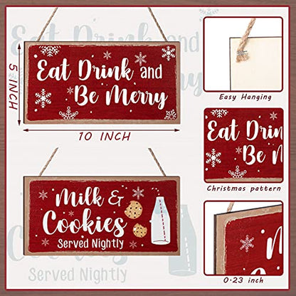 Blulu 2 Pcs Christmas Wooden Signs, Farmhouse Kitchen and Coffee Bar Decor