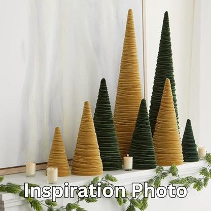 Your Heart's Content Velvet Trees Set of 4 Olive, Modern Mantle, Elegant Entryway, Green Valentine Tree Tabletop, Holiday Table Centerpiece, Cozy Gift for (Olive) - color: Olive