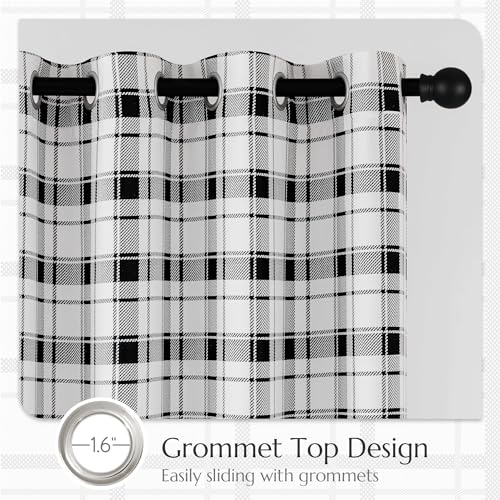 Beauoop Black White Plaid Jacquard Blackout Curtains Bedroom 52x96 2 Panels - color: Black and White, size: 52"W x 96"L (Pack of 2)