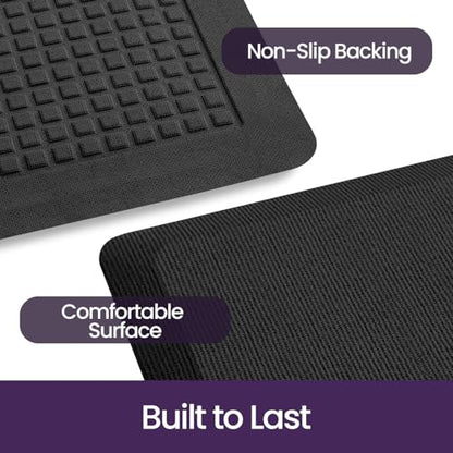 DEXI Anti Fatigue Kitchen Mat Cushioned, 20x60 Waterproof Runner Rug Black - color: Black, size: 60"L x 20"W x 0.9"Th