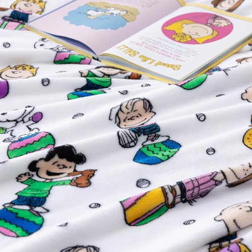 Berkshire Peanuts® VelvetLoft® Cute Character Snoopy Plush Blanket,Easter Gang 2025 White,Twin 60 in x 90 in (Official Peanuts® Product) - color: Easter Gang 2025 White, size: Twin (60 in x 90 in)