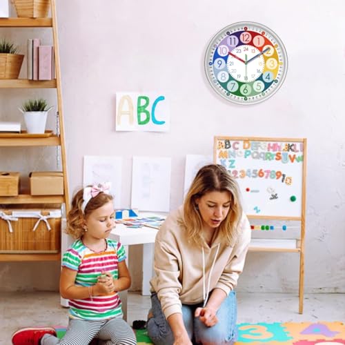 XFM 2 Pieces Colorful Learning Clock for Kids 8 Inch Silent - color: Colorful2, size: 8 Inch-2pcs