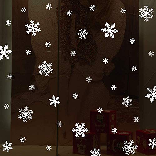 LUDILO 135Pcs Christmas Decorations Window Clings Snowflakes Window Decals - color: White