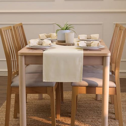 Encasa XO Table Runner, Cotton Canvas Dining Runner 13"x59" - color: Natural, size: 13x59 in