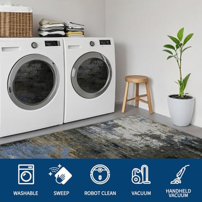 GarveeHome Washable Area Rug 3x5 Modern Abstract Gray Brown - color: Natura/Land, size: 3' x 5'