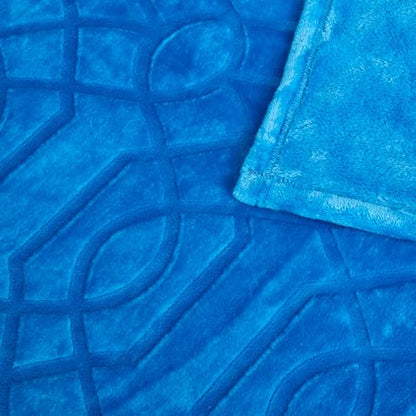 Soft Cozy Fleece Queen Size Blanket, 90x90 Inches – Lightweight Plush Blanket for Bed, Fuzzy 3D Jacquard Design - Royal Blue - color: Royal Blue, size: Queen (90" x 90")