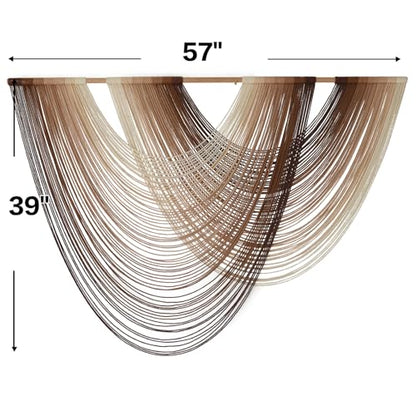 Macrame Wall Hanging Dip Dyed Large Boho Brown Fiber Wall Art 57"W*39"L - color: Ivory Brown