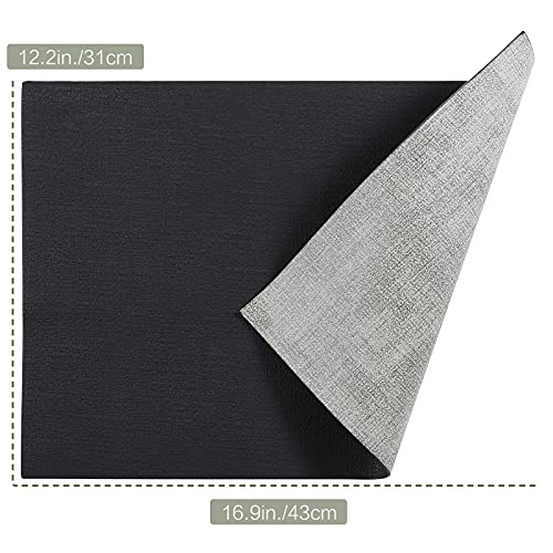 SUEH DESIGN Leather Placemats Table Mats Set of 6, Black & Gray - color: B:black & Gray