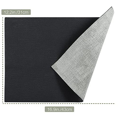 SUEH DESIGN Leather Placemats Table Mats Set of 6, Black & Gray - color: B:black & Gray